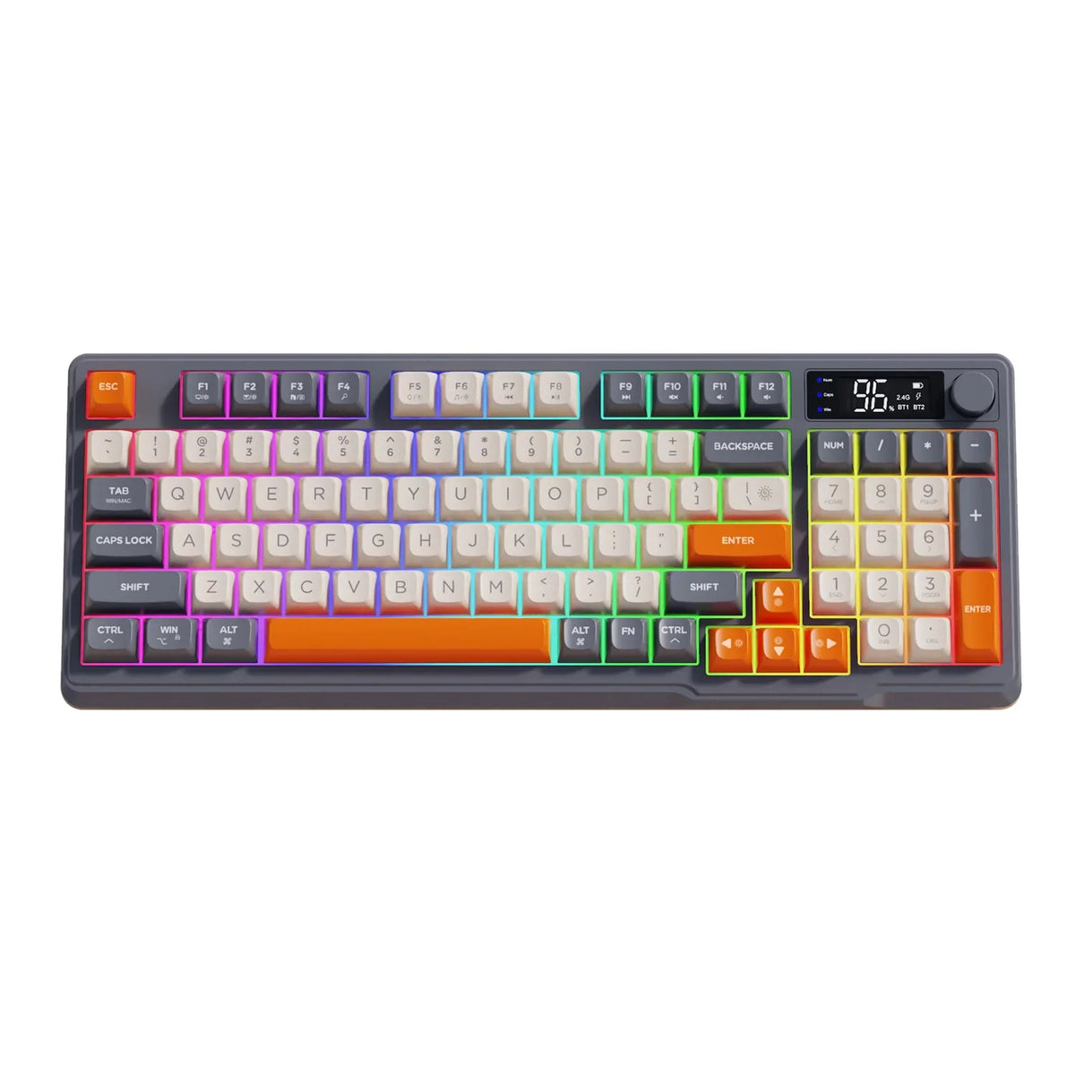 HKM-166355 Wireless 100-Key Mechanical Feel Keypad with Battery Level Display and Type-C Rechargeable 2000mAh, BT-Compatible