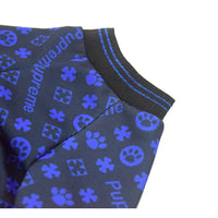 HKM-1664829 Casual Dog Clothes with Full Print Dog Paws - Polyester Outfit in Blue and Red, Sizes XS to 2XL