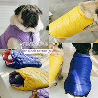 HKM-1665213 Pet Double-Sided Cotton Vest for Autumn and Winter - Available in Blue and Yellow, Sizes S to XXXL