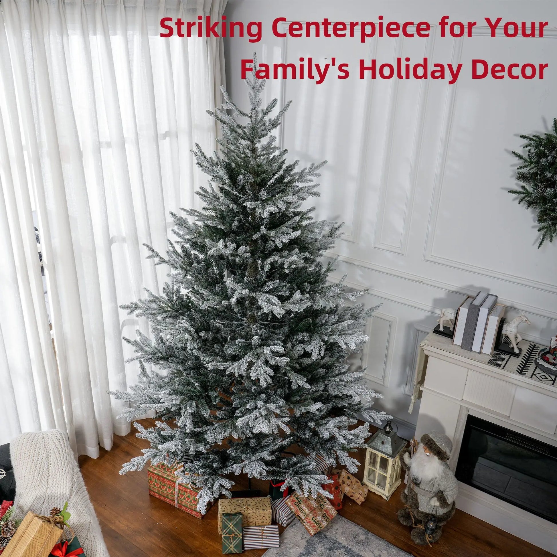 HKM-166547 7.5 Foot Hinged Artificial Christmas Tree with Realistic Branches and Steel Base