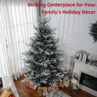 HKM-166547 7.5 Foot Hinged Artificial Christmas Tree with Realistic Branches and Steel Base