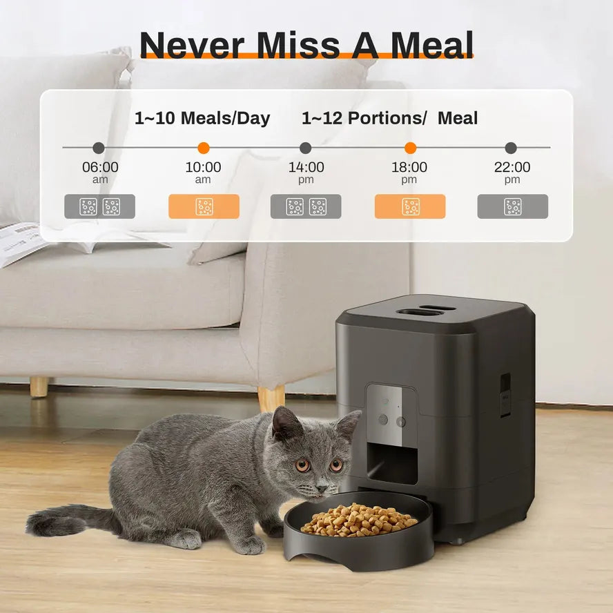 HKM-166547 Automatic 2L Pet Feeder with Touch Screen for Cats and Dogs - Smart Dry Food Dispenser