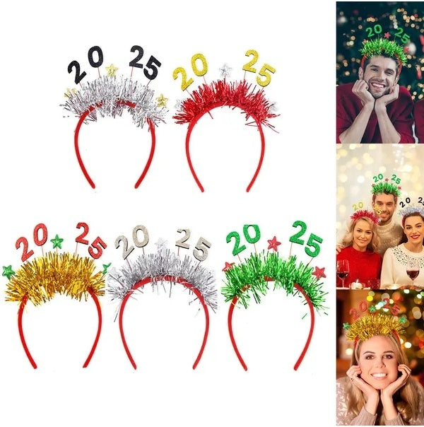HKM-166547 New Year Headband Set - 5 Pack Sequined Hairbands for Parties and Celebrations