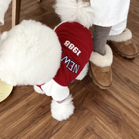 HKM-1666237 Autumn-Inspired Printed Pet Baseball Uniform - Dark Blue & Red, Multiple Sizes