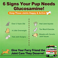 HKM-1666493 Hip & Joint Health Supplement for Dogs - 120 Chews with Glucosamine, Chondroitin, MSM & Hyaluronic Acid