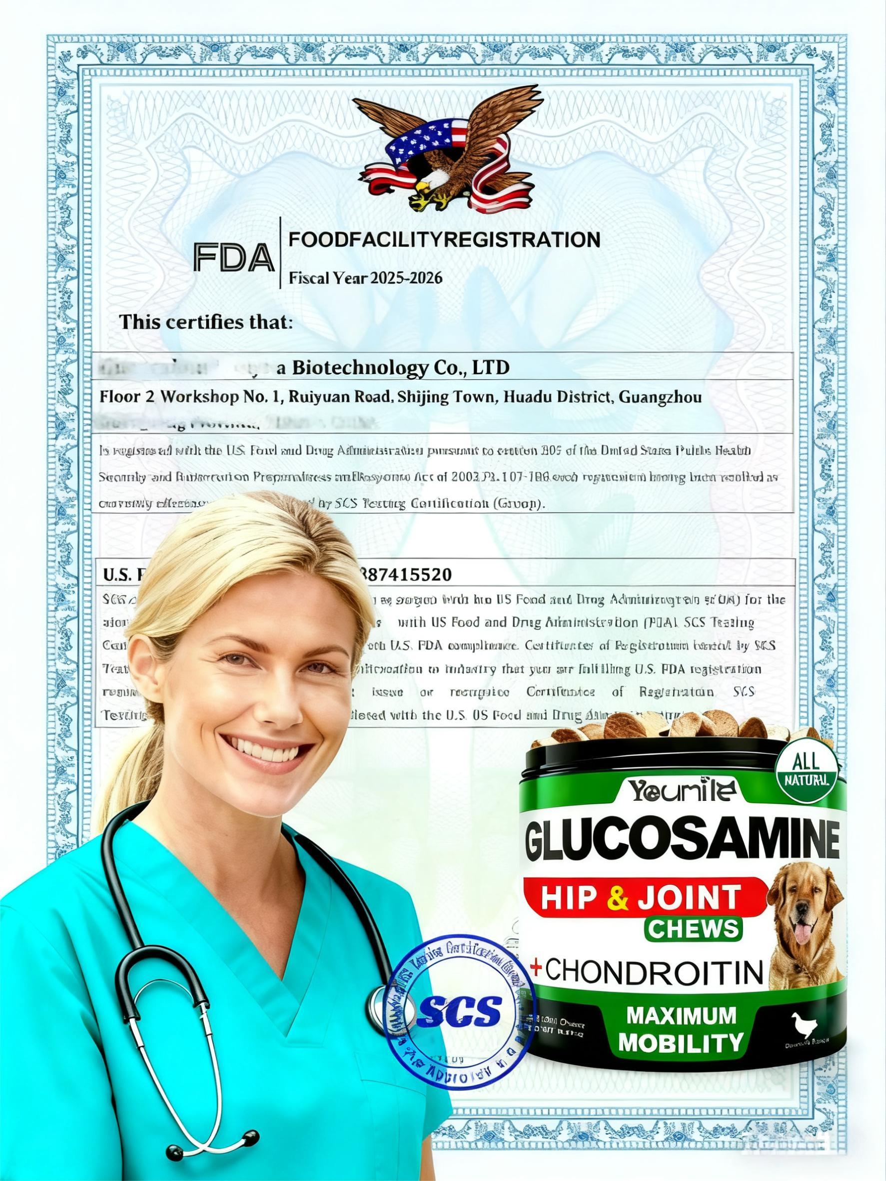 HKM-1666493 Hip & Joint Health Supplement for Dogs - 120 Chews with Glucosamine, Chondroitin, MSM & Hyaluronic Acid