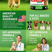 HKM-1666493 Hip & Joint Health Supplement for Dogs - 120 Chews with Glucosamine, Chondroitin, MSM & Hyaluronic Acid