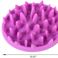 HKM-1667901 Interactive Non-Slip Cat and Dog Slow Feeder Bowl - Anti-Choking Puzzle Design in Green and Purple