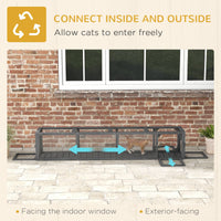 HKM-1670461 Dark Gray Wooden Cat Run with Weather Protection, Indoor/Outdoor Access, 79"L x 15"W x 15"H