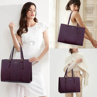 HKM-1671507 purple laptop tote carried by hand and on shoulder