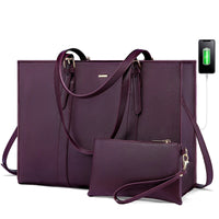 HKM-1671507 purple laptop tote with side USB charging port