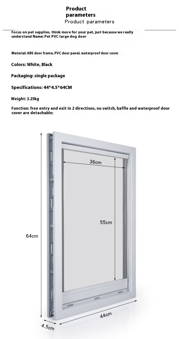 HKM-1671869 Large PVC Pet Dog Door with Waterproof Cover for Easy Access