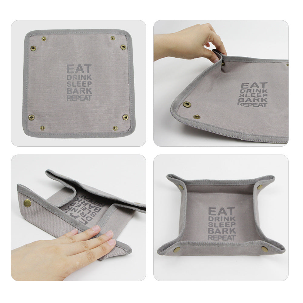 HKM-1672381 Portable Foldable Canvas Pet Food Bowl - Easy to Clean in Multiple Colors