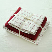 HKM-167251 Washed Cotton Four-Piece Duvet Cover Set with Vertical Stripes in Various Seasonal Designs