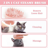 HKM-1673661 3-in-1 Rechargeable Steamy Cat Brush with Self-Cleaning Feature - Pet Hair Removal and Massage Tool for Cats and Dogs