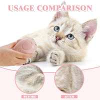 HKM-1673661 3-in-1 Rechargeable Steamy Cat Brush with Self-Cleaning Feature - Pet Hair Removal and Massage Tool for Cats and Dogs
