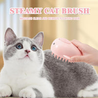 HKM-1673661 3-in-1 Rechargeable Steamy Cat Brush with Self-Cleaning Feature - Pet Hair Removal and Massage Tool for Cats and Dogs