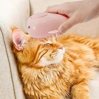 HKM-1673661 3-in-1 Rechargeable Steamy Cat Brush with Self-Cleaning Feature - Pet Hair Removal and Massage Tool for Cats and Dogs