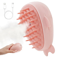 HKM-1673661 3-in-1 Rechargeable Steamy Cat Brush with Self-Cleaning Feature - Pet Hair Removal and Massage Tool for Cats and Dogs