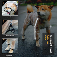 HKM-1673789 Waterproof Four-Legged Dog Raincoat in Frosted White - Sizes XS to 7XL