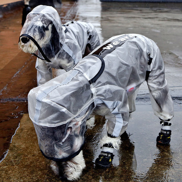 HKM-1673789 Waterproof Four-Legged Dog Raincoat in Frosted White - Sizes XS to 7XL