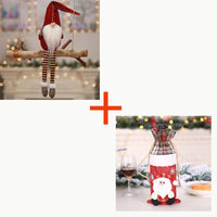 HKM-167379 Christmas Wine Bottle Socks and Forest Old Man Doll without Face