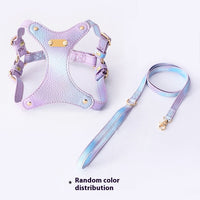 HKM-1675453 Colorful Leather Cat Harness with Pulling Rope - Available in Various Colors and Sizes