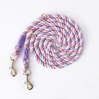 HKM-1675965 Dual Head Dog Leash, Hand-Dyed Woven Cotton, 2.3M, Suitable for Dogs 1.5~50kg