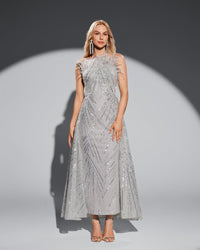 HKM-167635 Elegant Silver Evening Dress for Formal Occasions - Model EZ25018