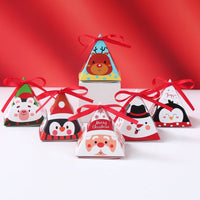 HKM-167891 Christmas Triangle Candy Box Set with Ribbons - Festive Gift Packaging for Parties and Weddings