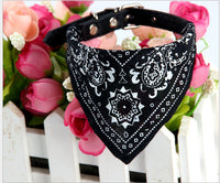 HKM-1679549 Pet Triangle Scarf for Small Dogs and Cats, Adjustable PU and Canvas Fabric in Red, Blue, Black, and Rose Red