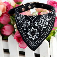 HKM-1679549 Pet Triangle Scarf for Small Dogs and Cats, Adjustable PU and Canvas Fabric in Red, Blue, Black, and Rose Red