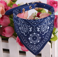 HKM-1679549 Pet Triangle Scarf for Small Dogs and Cats, Adjustable PU and Canvas Fabric in Red, Blue, Black, and Rose Red