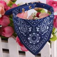HKM-1679549 Pet Triangle Scarf for Small Dogs and Cats, Adjustable PU and Canvas Fabric in Red, Blue, Black, and Rose Red