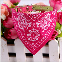 HKM-1679549 Pet Triangle Scarf for Small Dogs and Cats, Adjustable PU and Canvas Fabric in Red, Blue, Black, and Rose Red