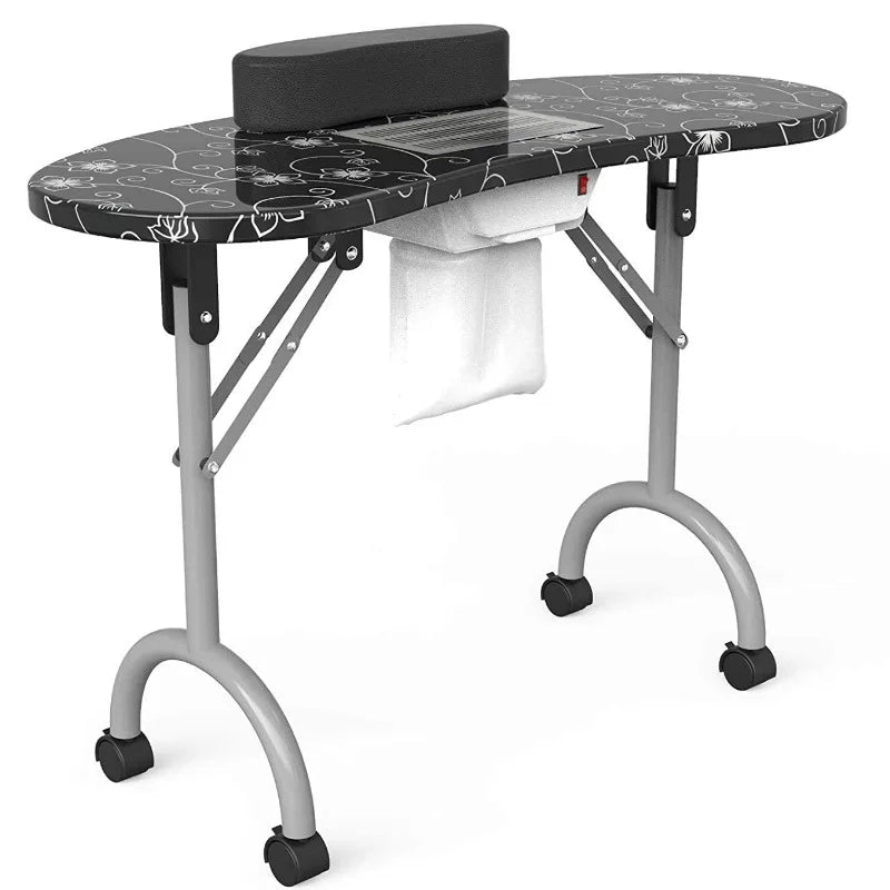 HKM-167955 Portable Folding Manicure Table with Integrated Dust Collector for Nail Salons
