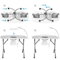 HKM-167955 Portable Folding Manicure Table with Integrated Dust Collector for Nail Salons