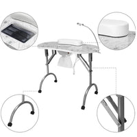 HKM-167955 Portable Folding Manicure Table with Integrated Dust Collector for Nail Salons
