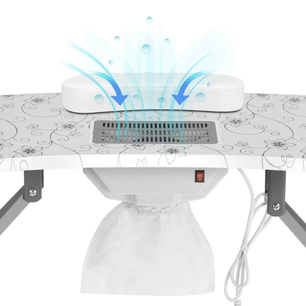 HKM-167955 Portable Folding Manicure Table with Integrated Dust Collector for Nail Salons