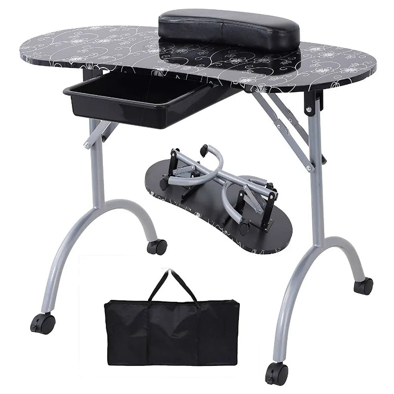 HKM-167955 Portable Folding Manicure Table with Integrated Dust Collector for Nail Salons