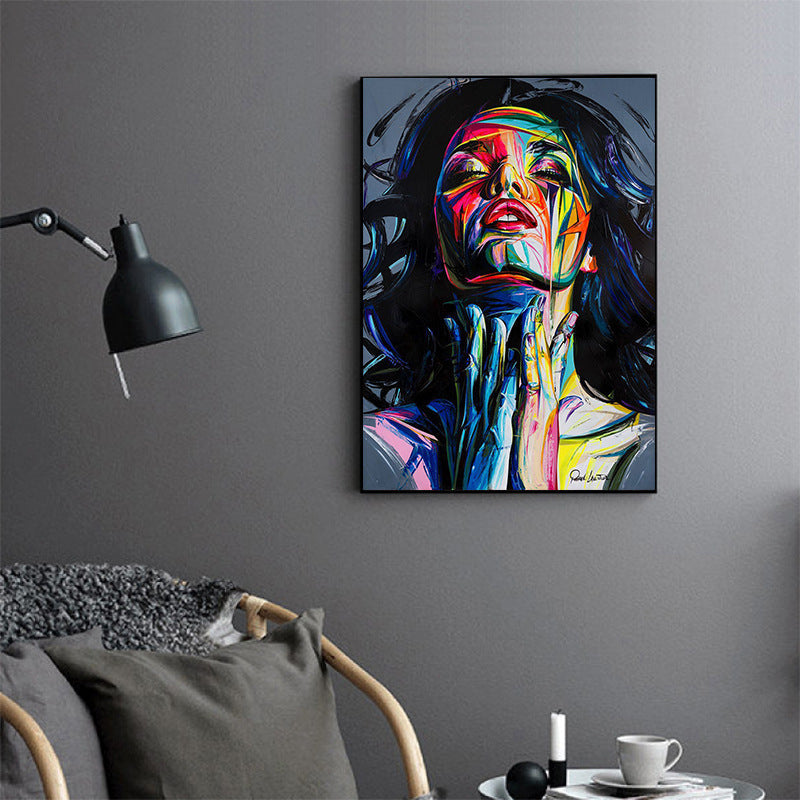 HKM-168083 Smokey Girl Oil Painting - Black Personal Portrait on Non-Woven Material