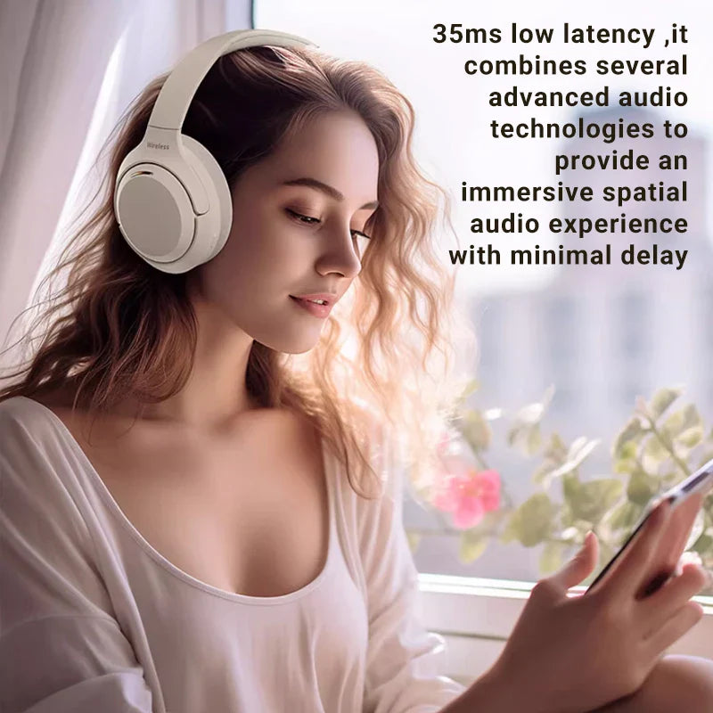 HKM-168083 Wireless Hybrid ENC Headphones with Active Noise Cancelling and Spatial Audio for Gaming
