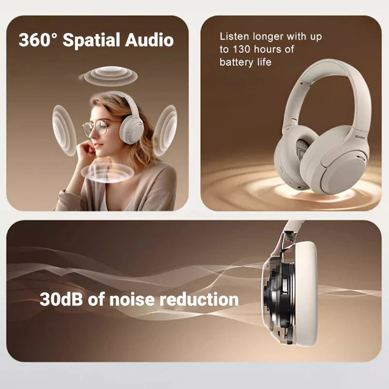 HKM-168083 Wireless Hybrid ENC Headphones with Active Noise Cancelling and Spatial Audio for Gaming