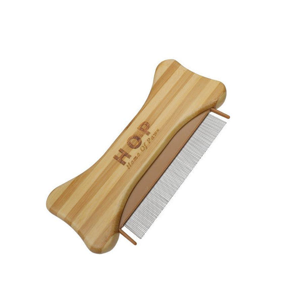 HKM-168147 Double-Sided Bamboo Dog Comb for Effective Flea Removal