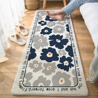 HKM-168147 Modern Square Polyester Fiber Floor Mat with Plants and Flowers Design for Living Room and Bathroom