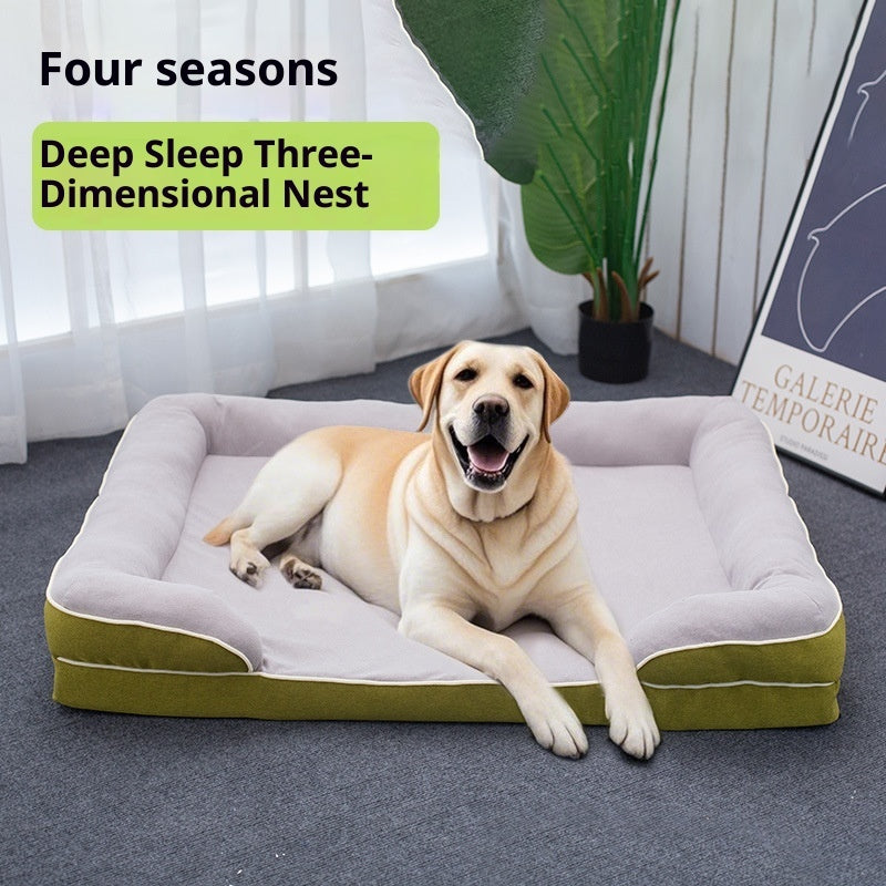 HKM-1681981 Universal Removable and Washable Pet Bed in Green, Orange, Gray, and Coffee - Various Sizes Available