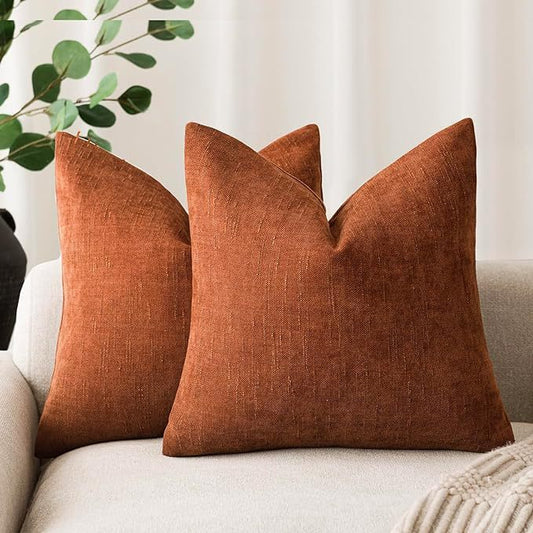 HKM-168211 Ins Style Chenille Pillow Case - Solid Color Decorative Cushion Cover for Sofa and Bedside, Various Sizes Available