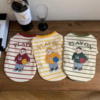 HKM-1682493 Lightweight Striped Dog T-Shirt Vest in Red, Yellow, Green - S to XL