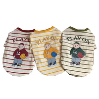 HKM-1682493 Lightweight Striped Dog T-Shirt Vest in Red, Yellow, Green - S to XL