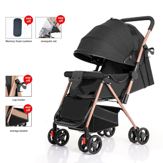 HKM-168275 Compact Two-Way Folding Travel Stroller with High View and Sit-Lie Function